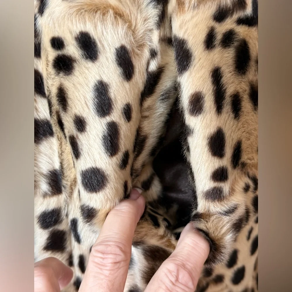 Incognita Leopard Animal Print Spotted Jacket Faux Fur Vtg 50's Style Coat